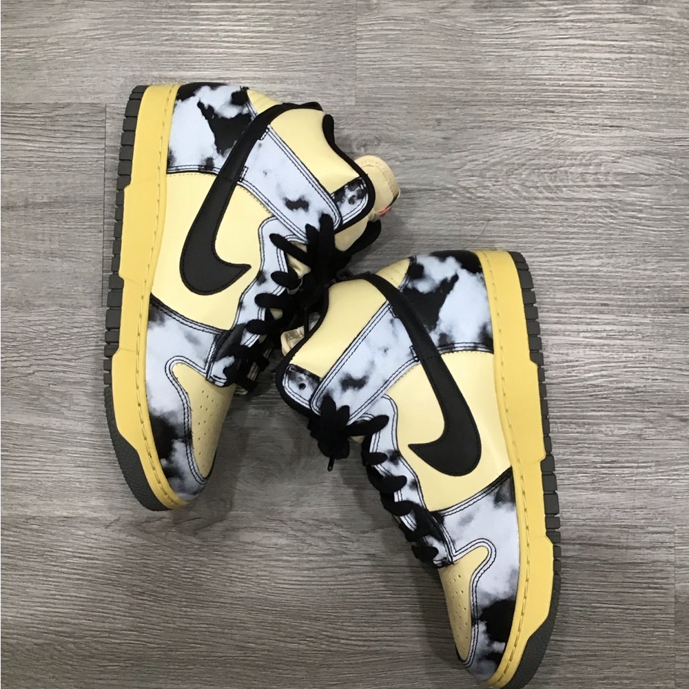 Nike Dunk High 1985 Black Acid Wash Men’s 9.5 Yellow/Black Retro Sneakers EUC - Picture 5 of 10